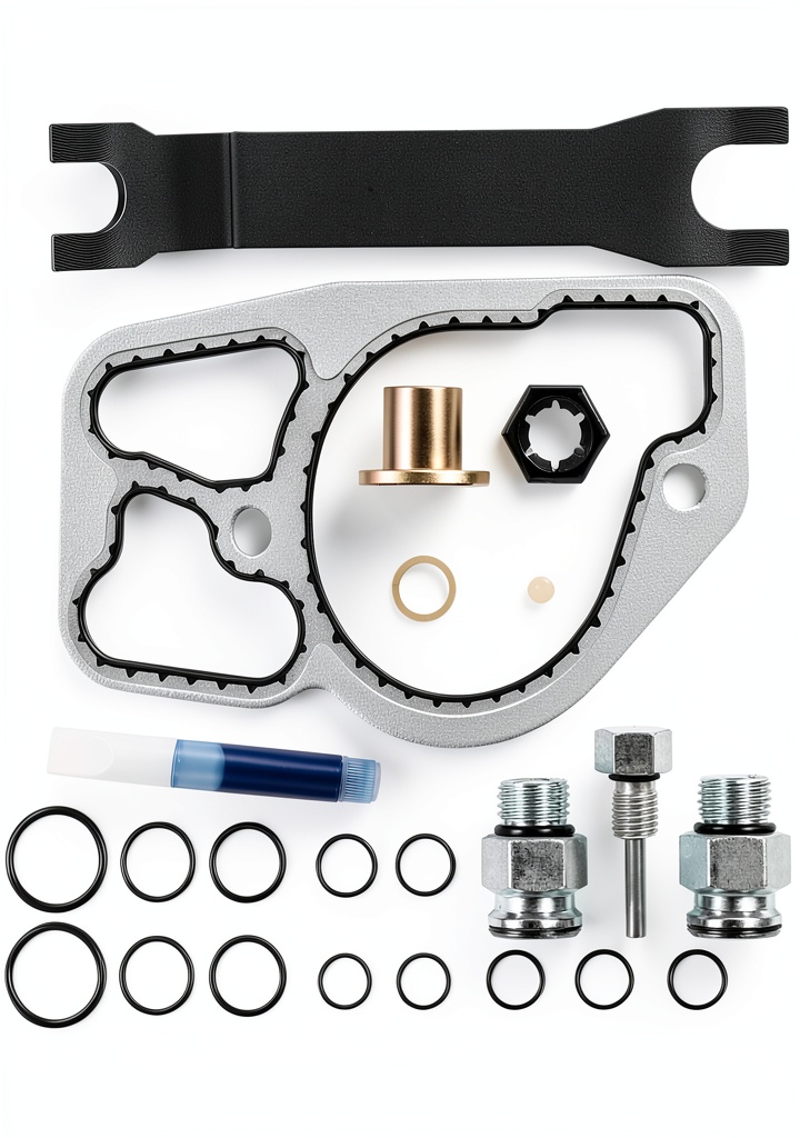 Technician installing BELIFLY oil pump repair kit on a Ford Powerstroke engine